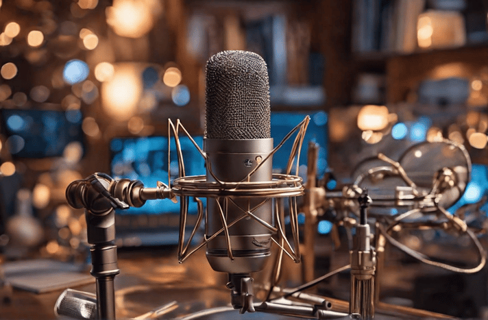 KI-generiertes Bild eines Mikrofon für einen Podcast